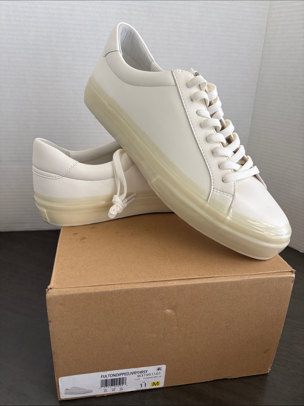 Vince Fulton Dipped Ivory Leather Sneakers
